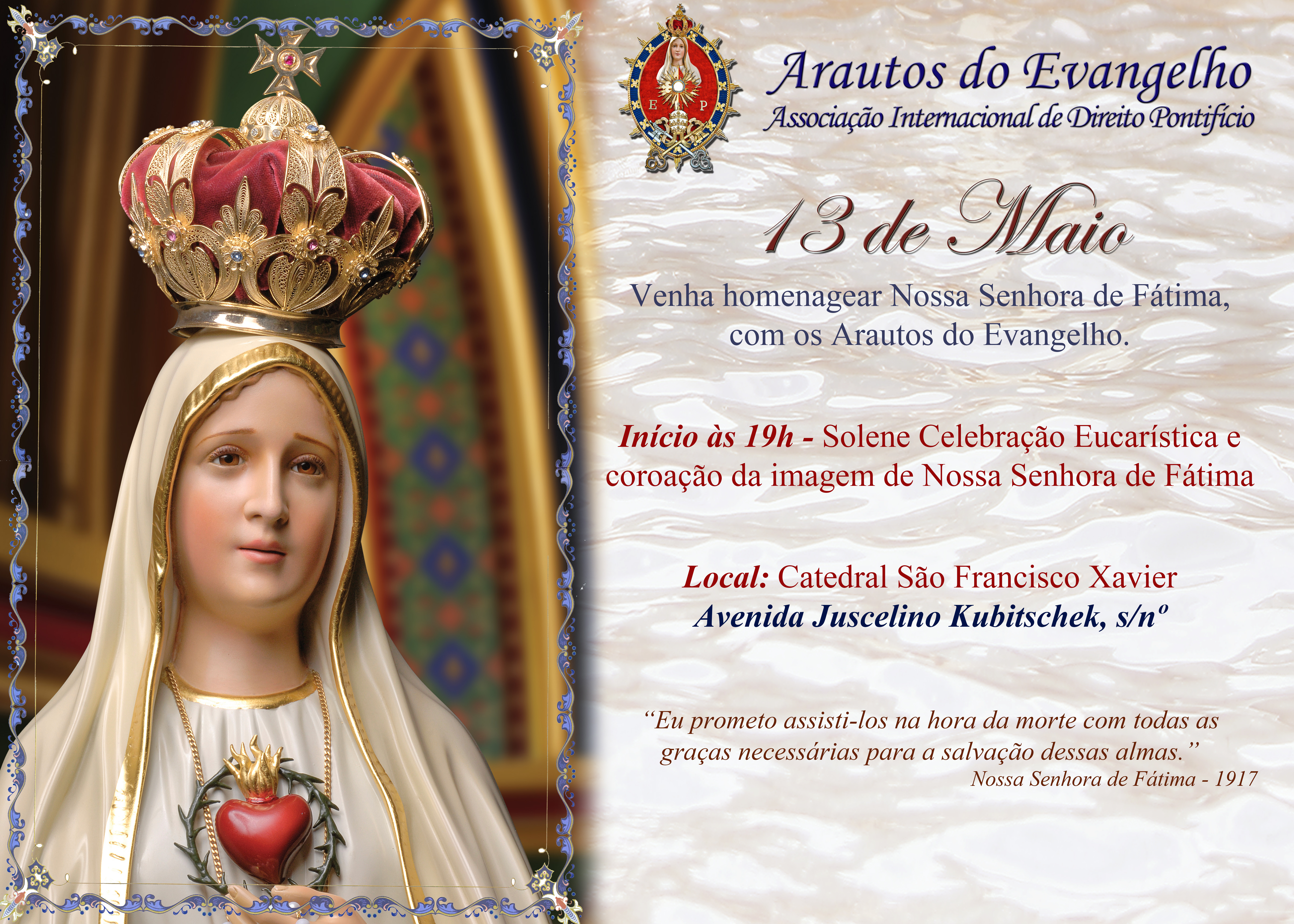 Convite Especial: 13 de Maio – Nossa Senhora de Fátima