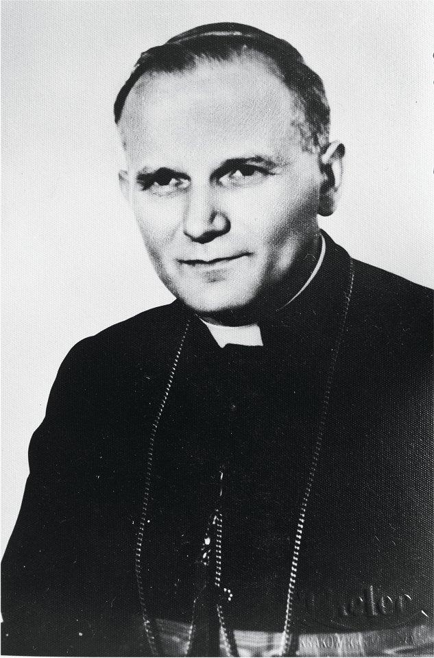 karol wojtyla as a young man and as bishop - original picture - Archdiocesan Museum - Krakow, Poland