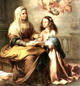 Sant'Ana ensinando sua bendita filha, Maria